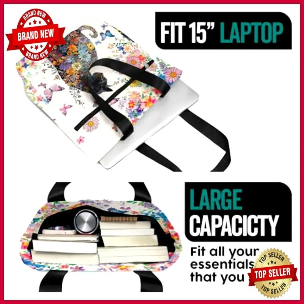 Waterproof Tote Bag with Zipper Pockets for Work and Travel